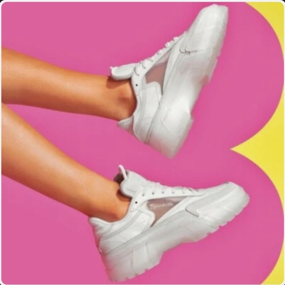 White Chunky Sneakers with Modern Silhouette...used twice Cardi B Club C